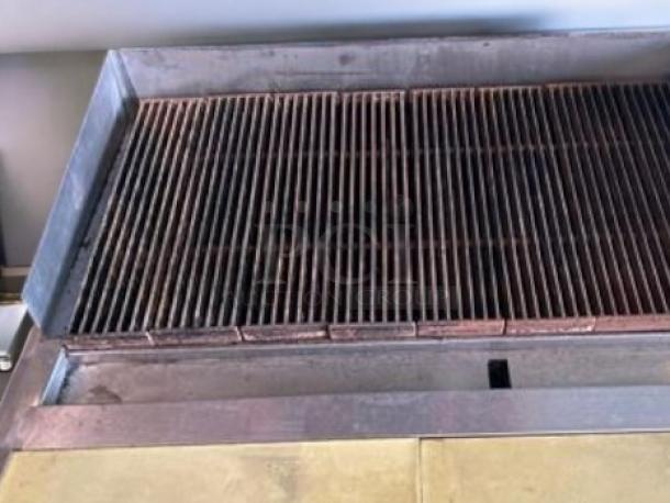 Vulcan VACB47 gas charbroiler, 47” wide, excellent condition, fully tested, and working, by Vulcan Hart Company.
