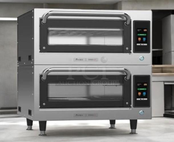 Brand new Pratica Technicook Forza Express high-speed oven, model 208/240V, fully operational, stainless steel, touchscreen controls.