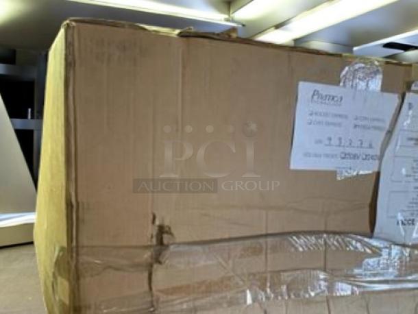 Cardboard box labeled Pratica Technicook containing a brand new Forza Express high-speed oven, 208/240V, fully tested.