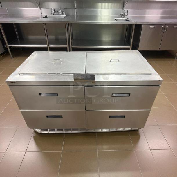 Delfield D4460NP-24M 60" 4 Drawer Mega Top Refrigerated Sandwich Prep Table, stainless steel, excellent condition, tested.