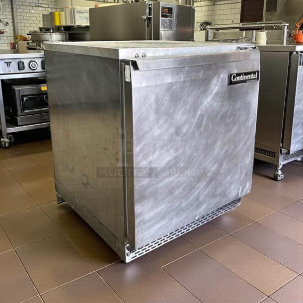 Continental UC27 7.4 Cu Ft undercounter refrigerator, stainless steel, front breathing, excellent condition, tested and working.
