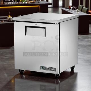 True TUC-27-LP-HC low profile undercounter refrigerator in excellent condition, stainless steel finish, tested and working.