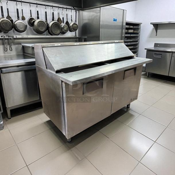 True TSSU-60-24M-B-ST 60" Mega Top Sandwich/Salad Prep Table, stainless steel, tested, working, excellent condition.