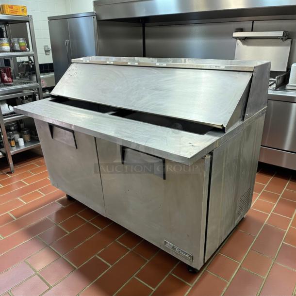 True TSSU-60-24M-B-ST Mega Top Sandwich/Salad Prep Table with refrigerated base, stainless steel, tested, working condition.