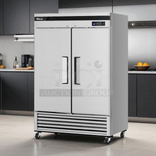 Turbo Air TSR-49SD-N6 refrigerator, 54" dual solid doors, bottom-mounted, LED lighting, tested and working.