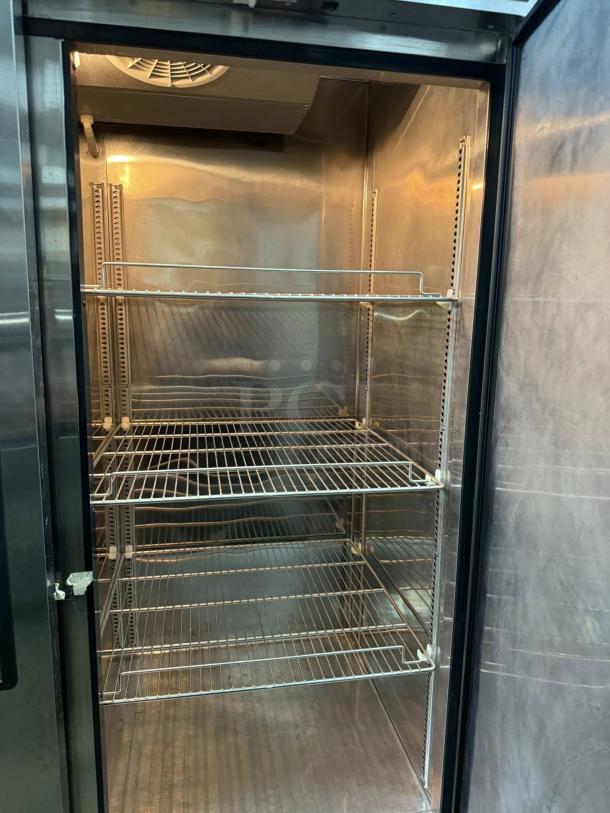 Turbo Air TSR-49SD-N6 commercial refrigerator, 54" wide, LED lighting, bottom-mounted, tested and working, excellent condition.