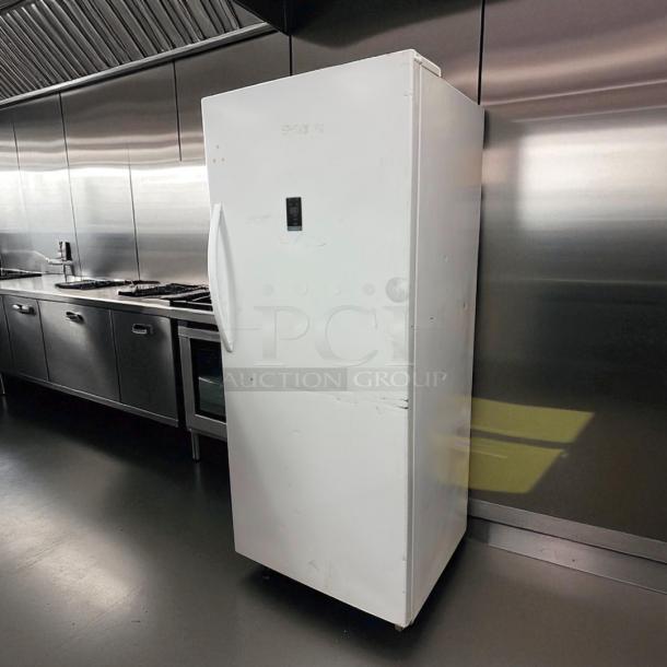 Insignia™ 21 Cu. Ft. white upright freezer, model 23G14T, garage ready, ENERGY STAR certified, tested and working.