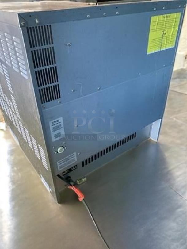 Moffat Turbofan Convection Oven G32D5-1, excellent condition, natural/LP gas, fully tested, visible labels indicate ventilation and safety instructions.