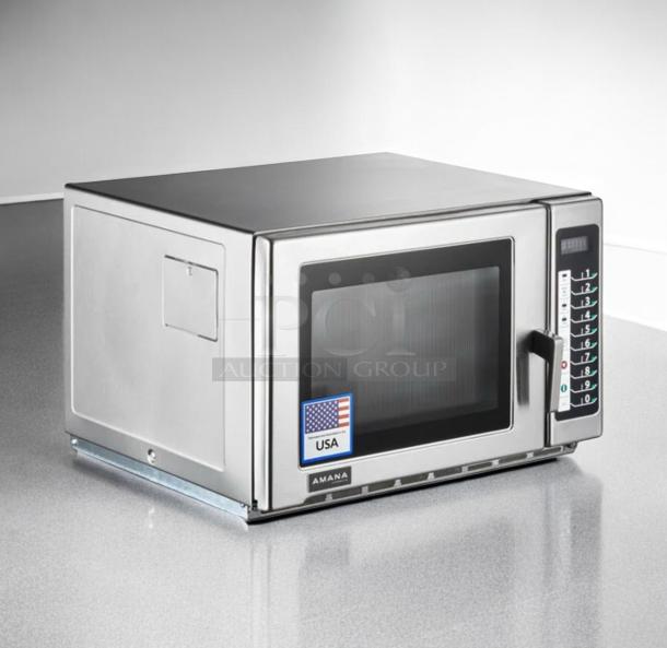 Amana RFS12MP-SA commercial microwave oven, outstanding condition, stainless steel, 120V, USA-made, fully tested.