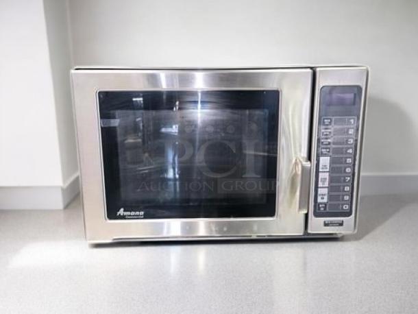 Amana RFS12MP-SA commercial microwave oven, stainless steel, like-new condition, digital controls, 120V, fully tested.