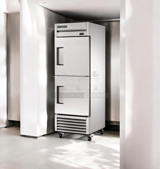 True T-23F-HC single door reach-in freezer with half-doors, excellent condition, 115V, fully tested and working.