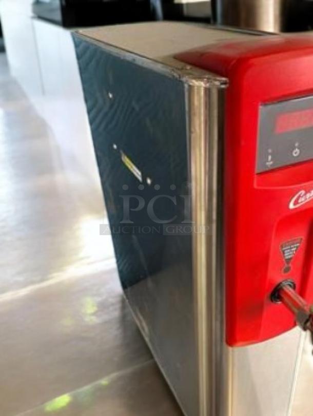 Wilbur Curtis WB5N 5-gallon electric hot water dispenser in excellent condition, red control panel, fully tested, 120/220V.