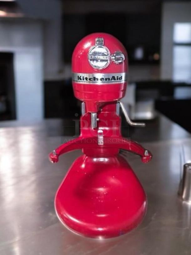 Red KitchenAid KSM6573CER2 Professional 6000 HD Bowl-Lift Stand Mixer in excellent condition, 120V, fully tested.