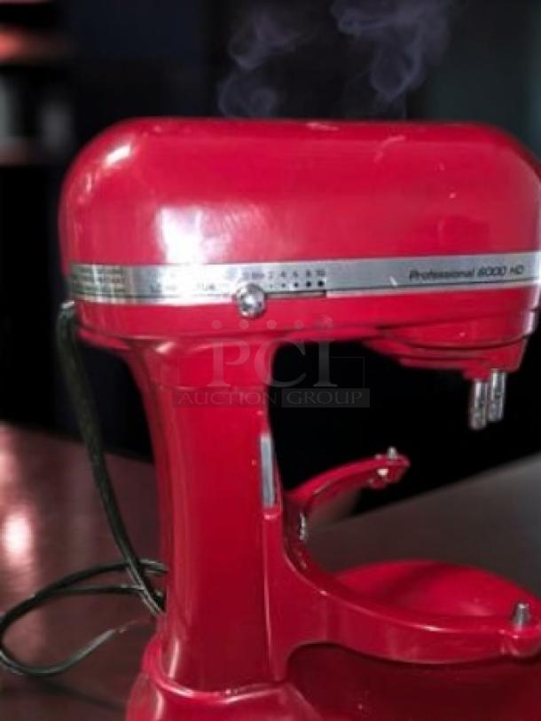 KitchenAid Professional 6000 HD stand mixer, red, model KSM6573CER2, bowl-lift, excellent condition, with power cord.