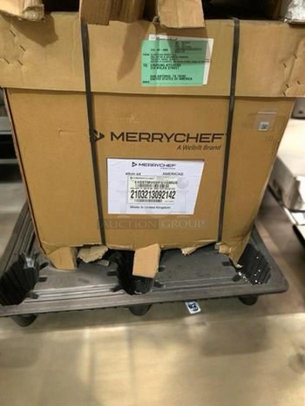 Brand new Merrychef eikon e4 high-speed accelerated cooking oven in original packaging on a pallet, fully tested and working.