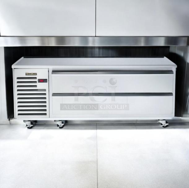 Traulsen VE048HT 2-Drawer Refrigerated Chef Base, 115V, outstanding condition, fully tested, stainless steel finish.