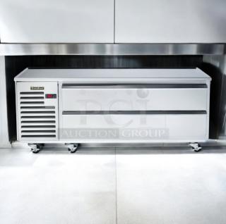 Traulsen VE048HT 2-Drawer Refrigerated Chef Base, 115V, outstanding condition, fully tested, stainless steel finish.