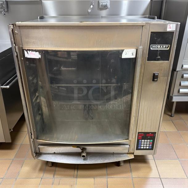 Hobart HR7P electric rotisserie oven, stainless steel, tested and working, digital controls, slight wear on exterior.