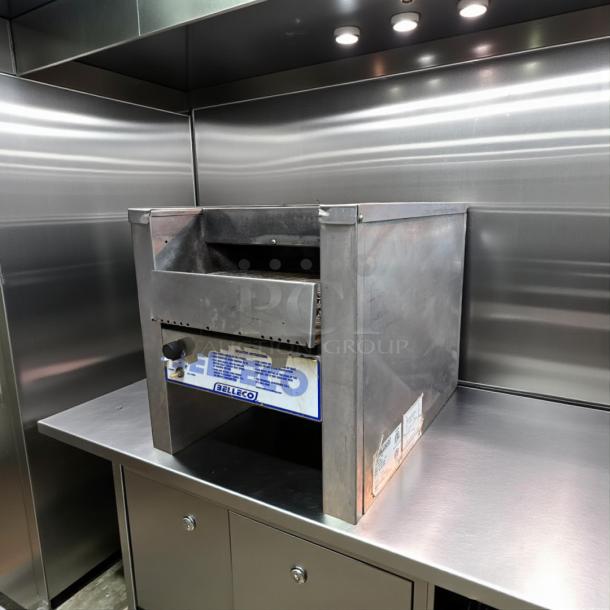 Belleco JT2-B bagel toaster in stainless steel, tested and working, with visible brand label on front. Good condition.