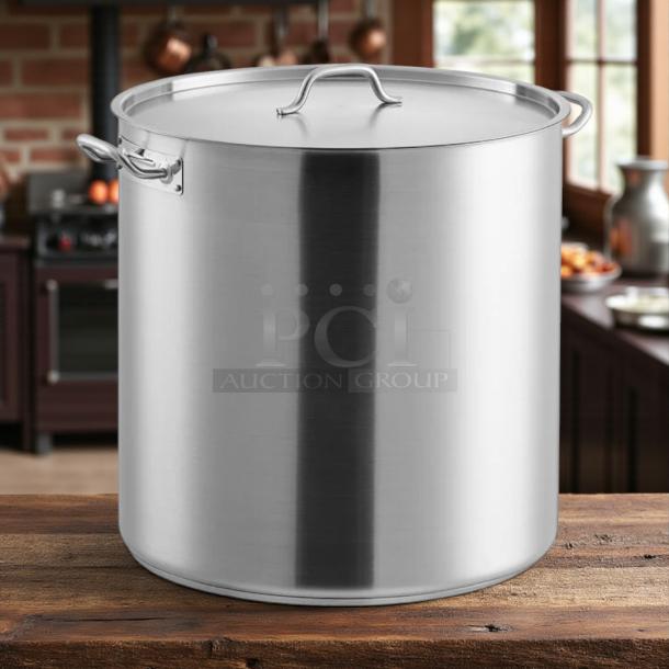 Vollrath 78640 Classic 60 Qt. stainless steel stock pot with lid, 20 1/2", heavy-duty, quality gauge, excellent condition.