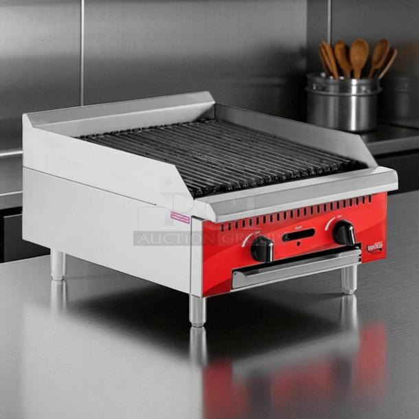 Avantco Chef Series CAG-24-RC 24" gas countertop radiant charbroiler, excellent condition, 60,000 BTU, tested and working.
