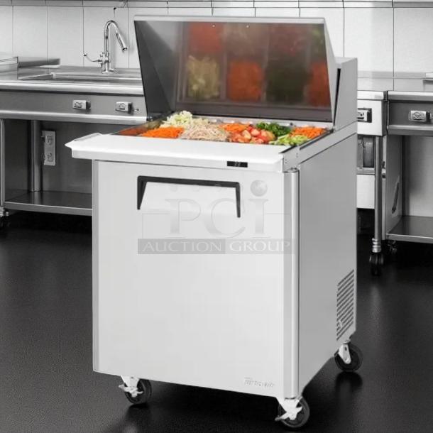 Turbo Air MST-28-12-N Sandwich/Salad Prep Table in excellent condition, tested and working, 115V, stainless steel.