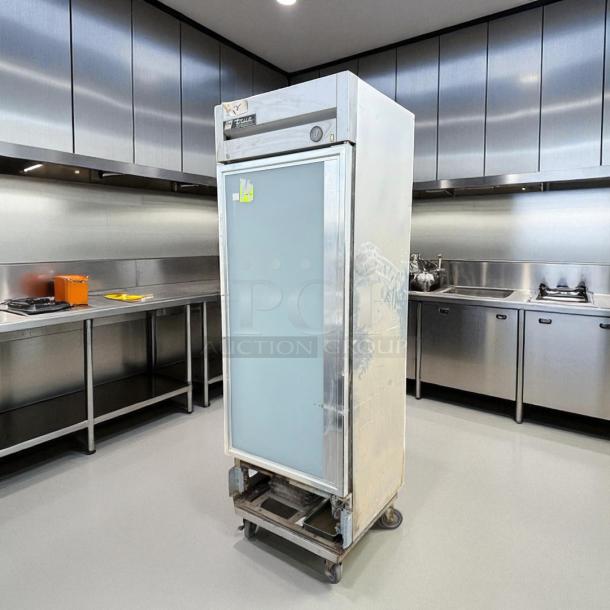 True T-19G-HC 27" glass door reach-in refrigerator, excellent condition, tested & working, visible scuff marks on door.
