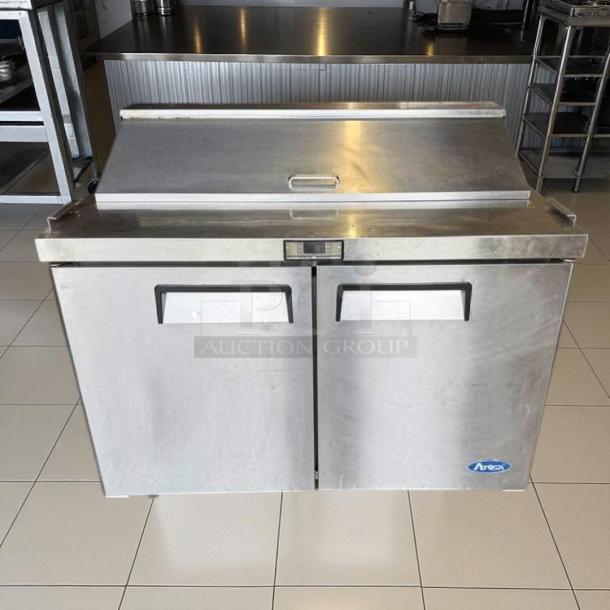 Atosa MSF8302 2-door salad prep table refrigerator in excellent condition, fully tested and operational.
