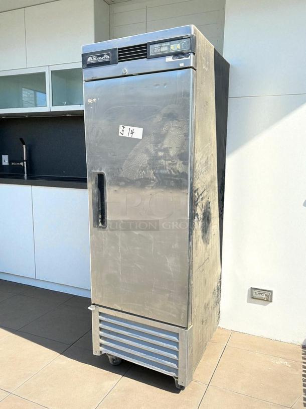 Blue Air BSF23-HC stainless freezer, single solid door, tested and working, good condition, visible control panel.