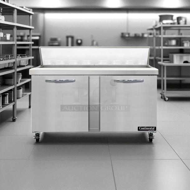 Continental SW60-16C sandwich prep unit, 60", 17 cu ft, excellent condition, includes cutting board, tested and working.