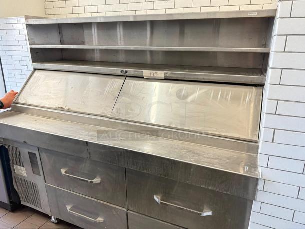 Randell 8272D-290 72" pizza prep table with refrigerated base, dual-sided, stainless steel, tested and working, 115v.