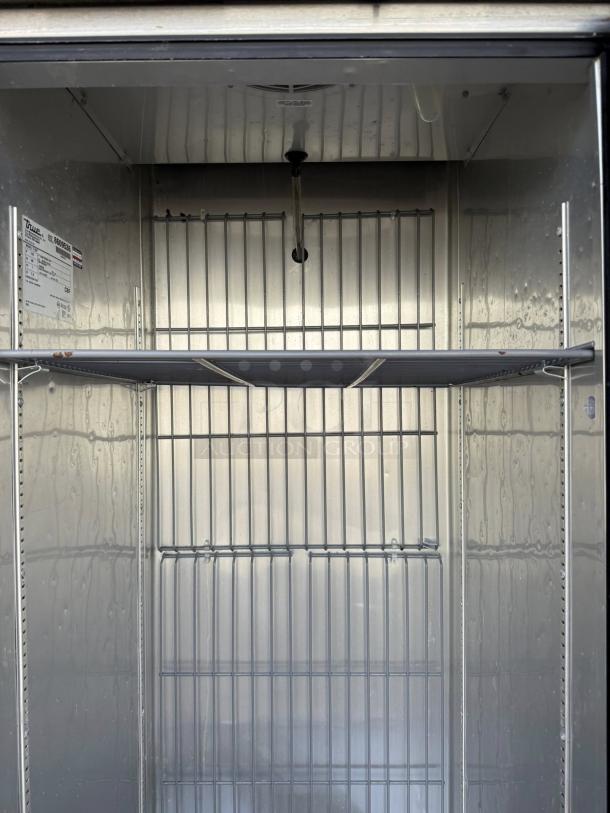 True T-23-HC stainless reach-in refrigerator, 23 cu.ft, excellent condition, interior view with shelf and label, tested working.
