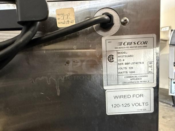 Cres Cor H-339-12-135C hot holding cabinet, 120V, excellent condition, fully tested, model and serial labels visible.