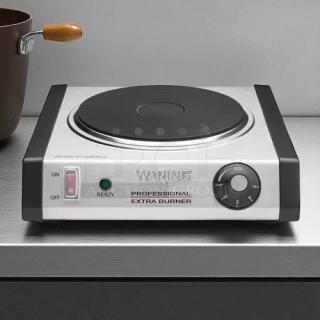 Waring WEB300 single burner countertop range, 1300W, in great condition with control knob, on/off switch, and "Ready" indicator.