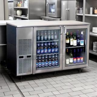 Amazing Find - Glastender C2FB60 Silver 2 Glass Door Refrigerated Back Bar Storage Cabinet - Tested and Working! - Item #1208687