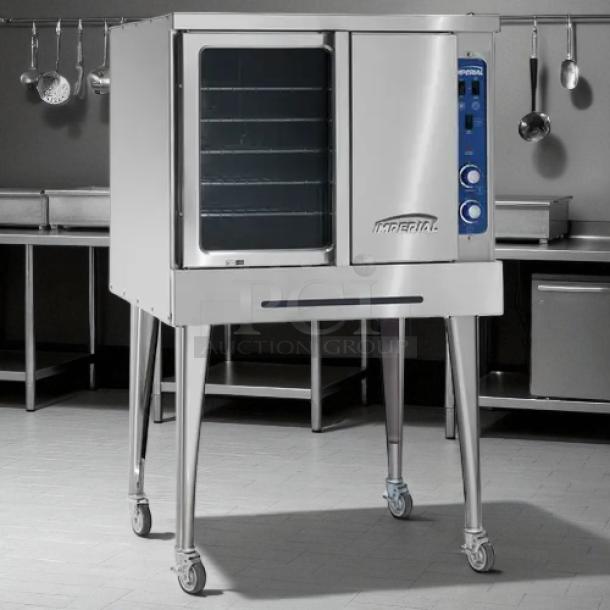 Great condition Imperial PCVG-1 Turbo-Flow gas convection oven, single deck, tested and working, stainless steel exterior.