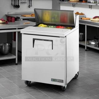 Excellent Condition - True TSSU-27-08 Solid 1 Door Sandwich / Salad Refrigerated Prep Table, Stainless Steel, 27