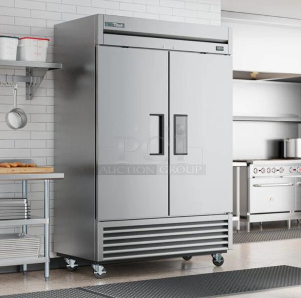 True T-49-HC 54" Two Section Reach In Refrigerator, great condition, left/right hinge solid doors, tested and working.
