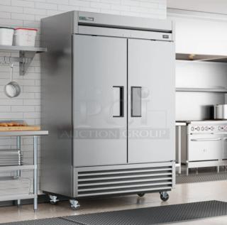 True T-49-HC 54" Two Section Reach In Refrigerator, great condition, left/right hinge solid doors, tested and working.