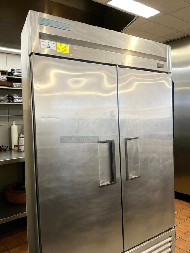 True T-43-HC two-section reach-in refrigerator in excellent condition, 47" wide, solid left/right hinge doors, 115v, tested and working.