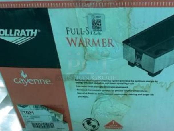 Vollrath Cayenne 71001 full-size countertop food/soup warmer, 700W, NSF certified, brand new in box with product details visible.
