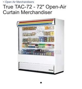 True TAC-72-LD 72" Open-Air Merchandiser, excellent condition, fully tested, 208-230V, vibrant display shelves.