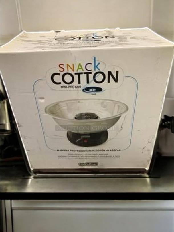 Brand New 100% Chef Mini-Pro 600 Cotton Candy Machine, Snack Cotton Series, 110V, fully tested, in original packaging.