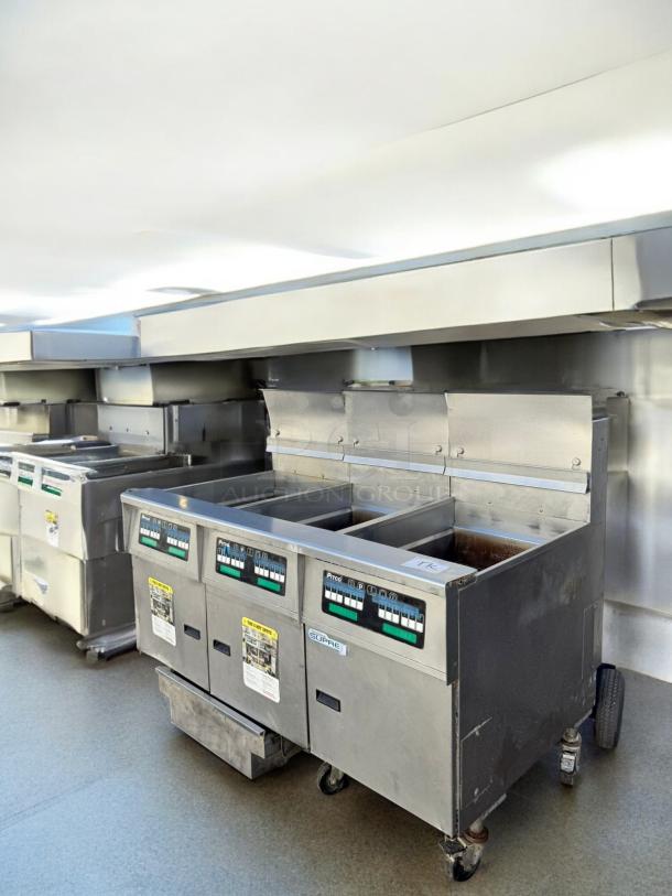 Pitco SSH75 Triple-Bank Gas Fryer, natural gas, 115V ignition, excellent condition, fully tested, stainless steel finish.