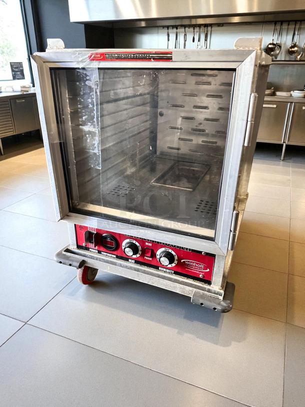 Winholt Heater Proofer, Model NHPL-1810/HH-CA/LC, excellent condition, stainless steel, tested, visible controls, red panel.