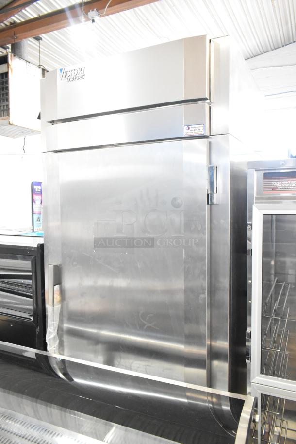 Brand new Victory HIS-1D-1-PT stainless steel single door pass-through heated cabinet; 115V, 1-phase; scratch and dent condition.