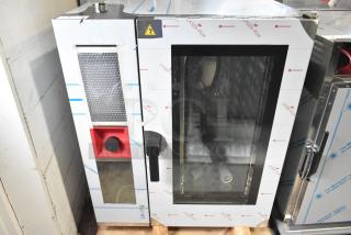 Brand new Bakers Pride AETG101R stainless steel convection oven, commercial, natural gas, with scratch and dent marks.