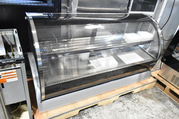 2025 Vollrath RDE8160 60" curved glass refrigerated display cabinet, brand new scratch and dent, 120V, 1 phase.