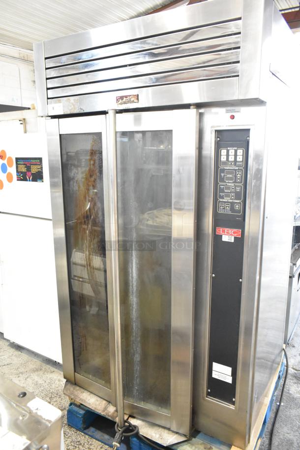 2022 LBC LMO-MAX-E stainless steel commercial roll-in rotating rack oven, 120/208 volts, 1/3 phase, used condition.