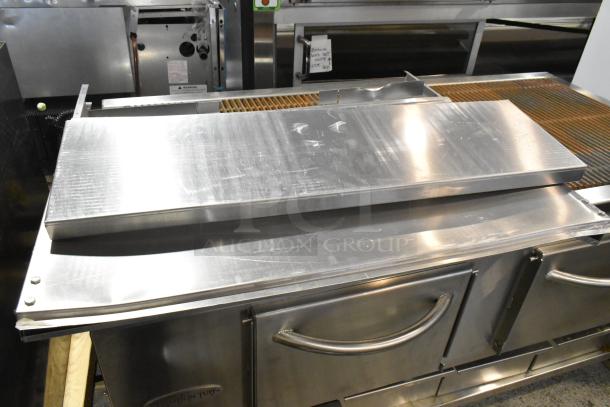 Garland 372G366CN stainless steel 6-burner range with convection oven, over shelf, backsplash, new scratch and dent, 236,000 BTU.